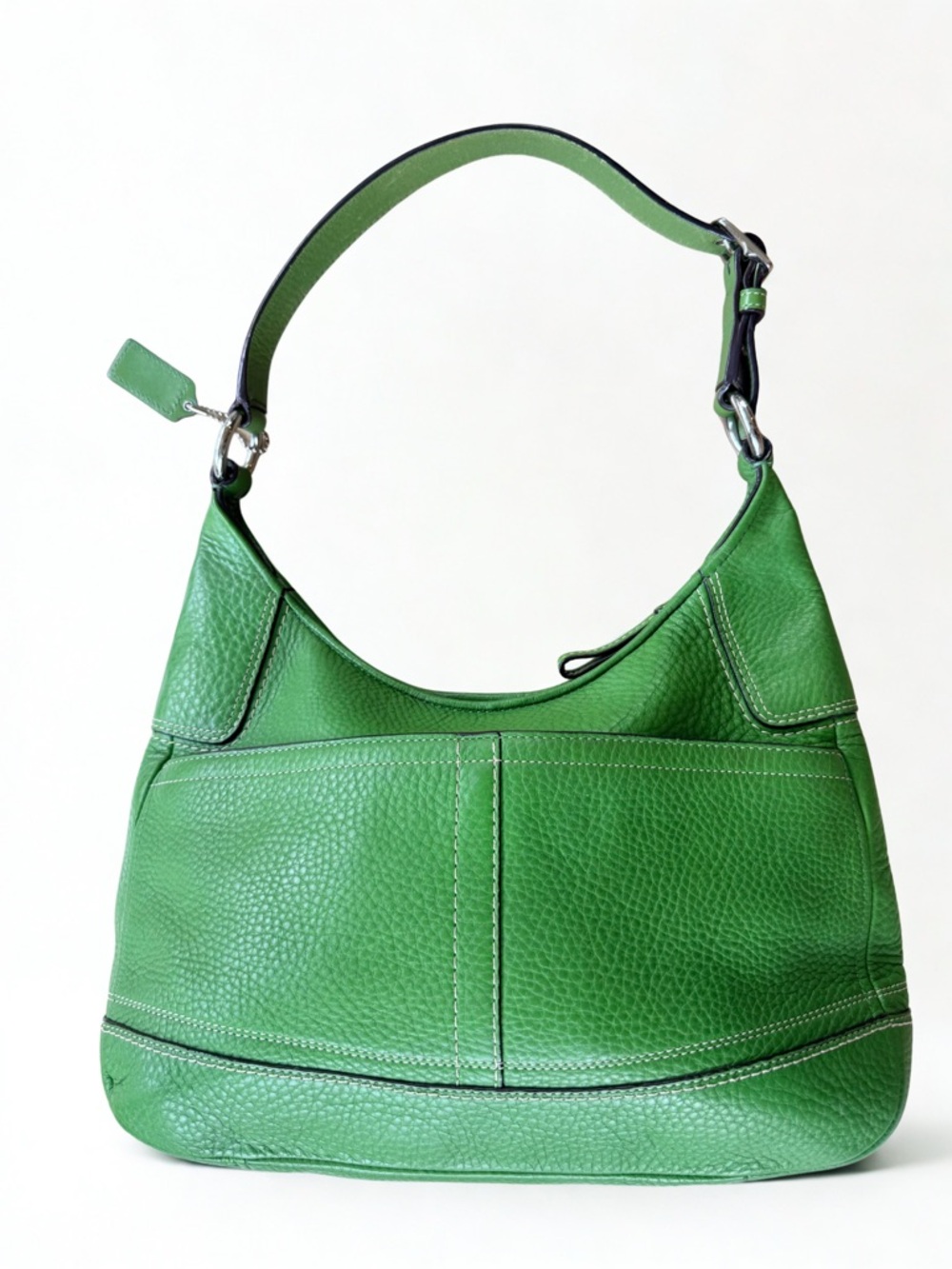 COACH Hamilton Green Pebbled Leather Shoulder Hobo w/ Silver Hardware F13088 🔥 - Picture 4 of 9
